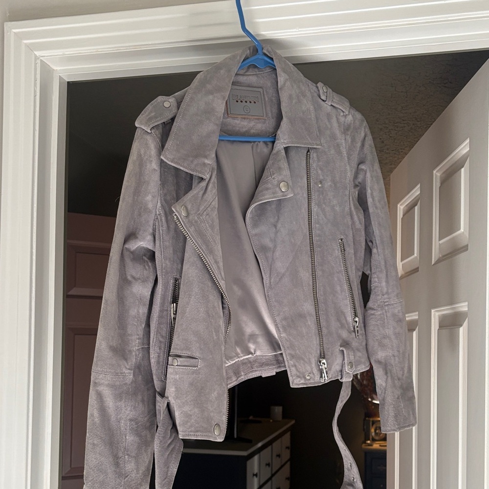 Blank NYC Light Gray Suede Biker Jacket